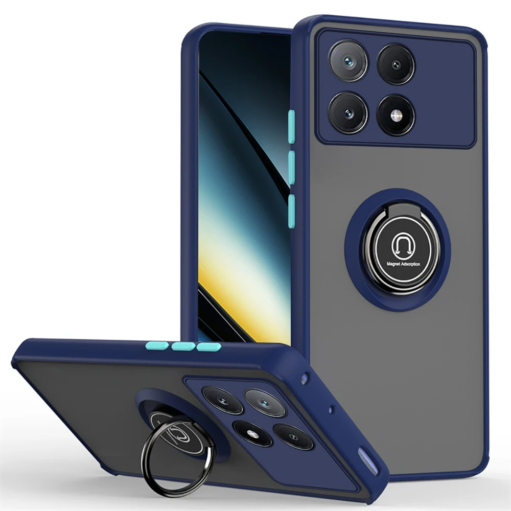 Matte Magnetic Ring Holder Shockproof Armor Phone Case - Universal Fit