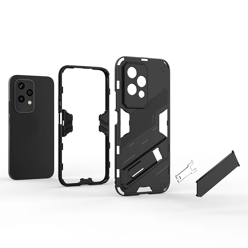 Luxury Shockproof Armor Phone Case with Ring Holder - Soft TPU + Hard PC Bumper Back Cover
