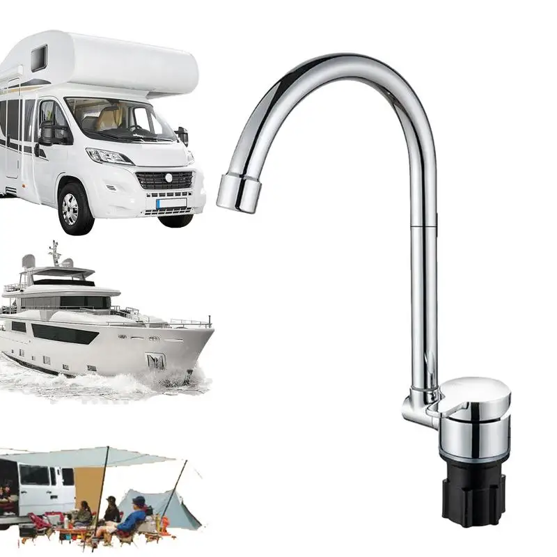 

RV Folding Faucet Chrome Polished Rust-Proof Water Faucet With Brass Construction Boating Equipment For Bar Yacht Boathouses
