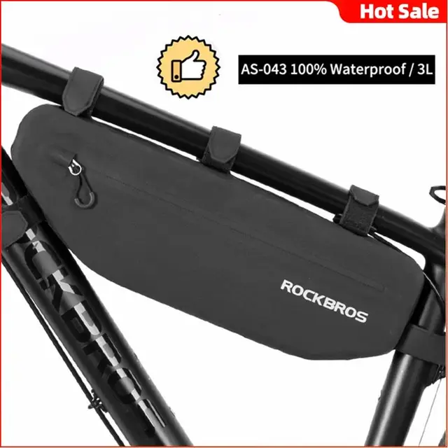 Sac Triangle Vélo ROCKBROS 2,9L - Imprméable Tube Avant - Bande Réfléchissante