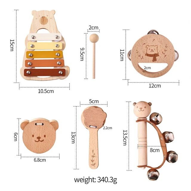 Jouets musicaux Montessori pour bébés de 0 à 3 ans, hochet, cloche, tambour, Xylophone, Percussion, Instruments éducatifs précoces 6
