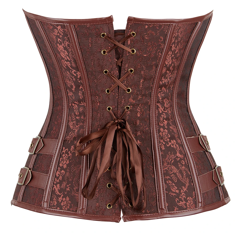 Steampunk Overbust Corset Plus Size Corselets Women Outwear Bustier Top Metal Locks Gothic Gorset