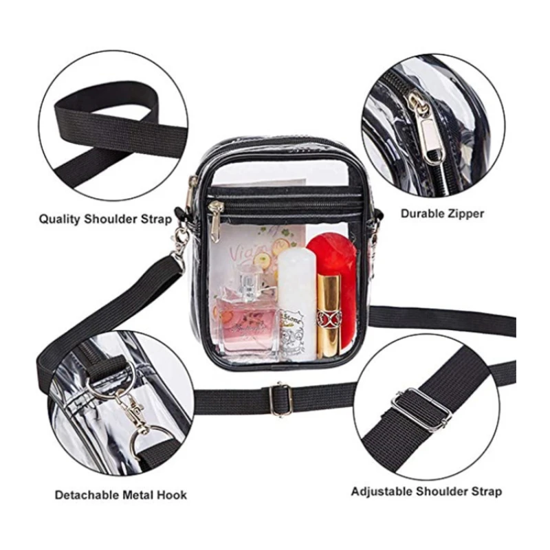 

PVC Transparent Single Shoulder Crossbody Bag Portable Waterproof Shopping Bag Beach Multifunctional Storage File Bag