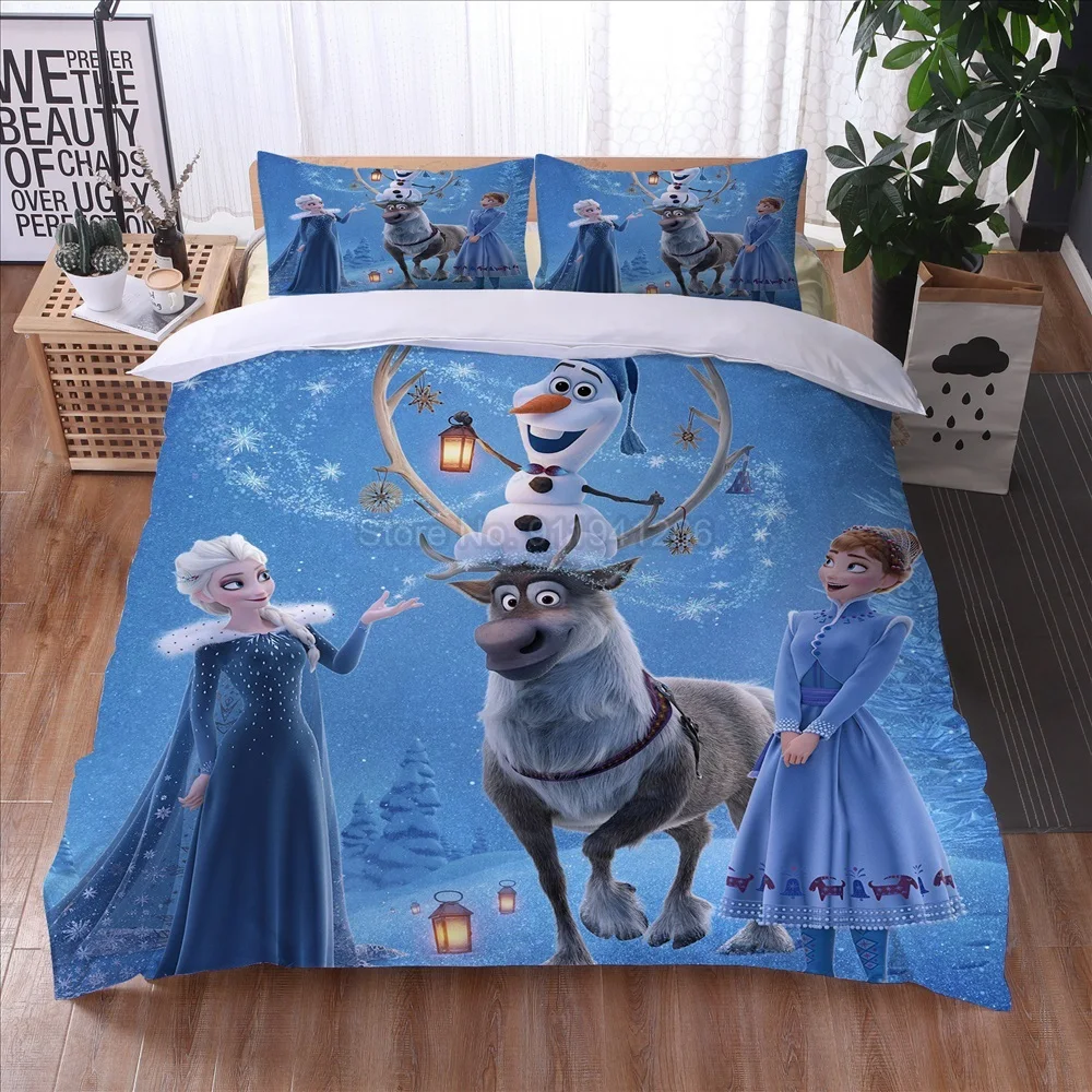 STY-907 Parure de lit dessin animé Disney la reine des neiges, ensemble de  literie avec housse de Anna Els Taille:220x240cmx1