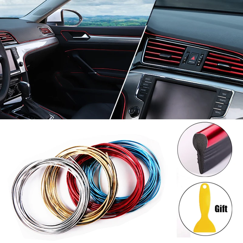 

5M Universal Car Moulding Decoration Flexible Strips Interior Auto Mouldings Trim Dashboard Door Edgein Car-styling Accessories