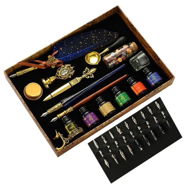 Retro English Calligraphy Quill Dip Feather Pen  Feather Quill Pen Ink Set  - Retro - Aliexpress