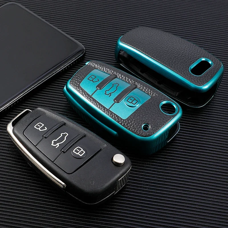 Premium Leather TPU Car Key Cover Case - Elegant and Durable Key Protection Accessory