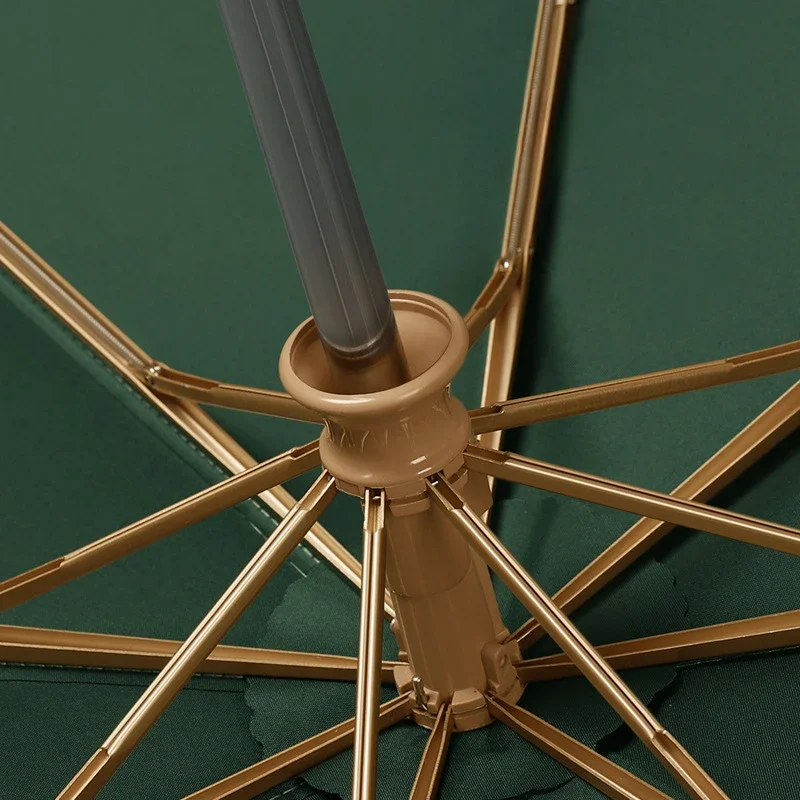 Men's and Women's Tri-fold Umbrellas Umbrella Small Fresh New Simple Gold Plastic Windproof Automatic Rain Gear Household Home