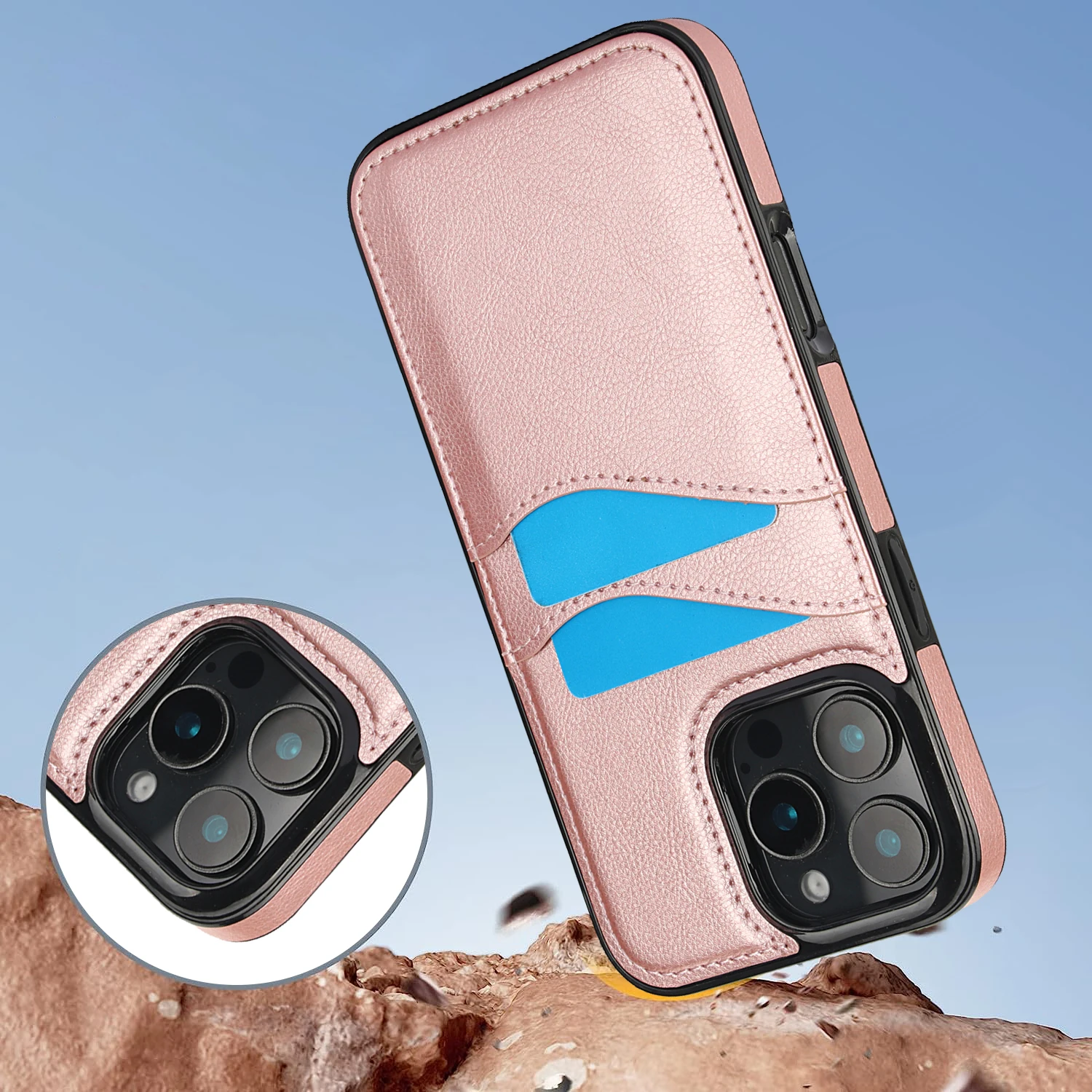 PU Leather Fashion Wallet Phone Case with Credit Card Slot