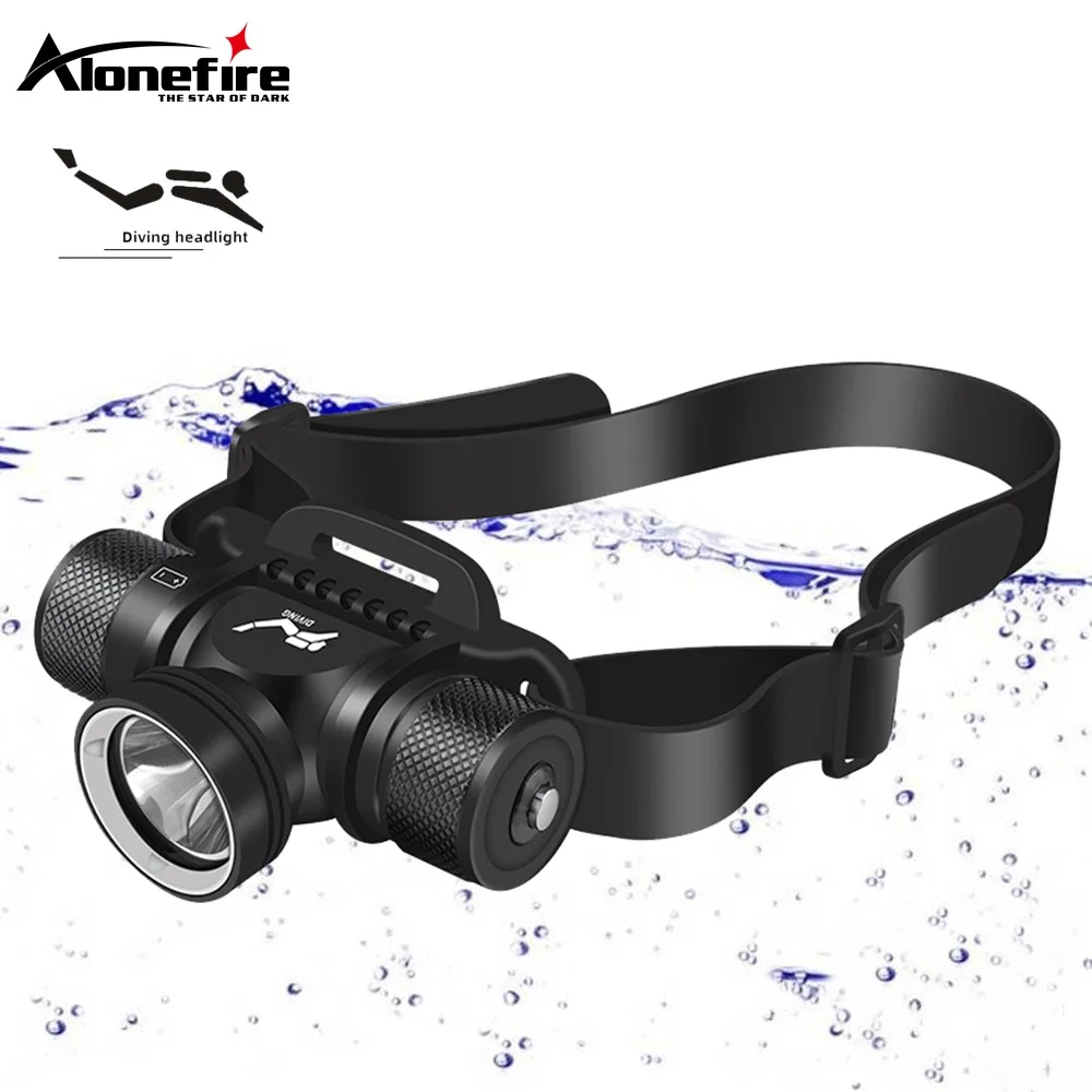 

Alonefire DV79 IPX8 Waterproof LED Diving Headlamp Underwater hiking Headlight XM-L2 5 Mode Dive Head Light Use 21700/18650