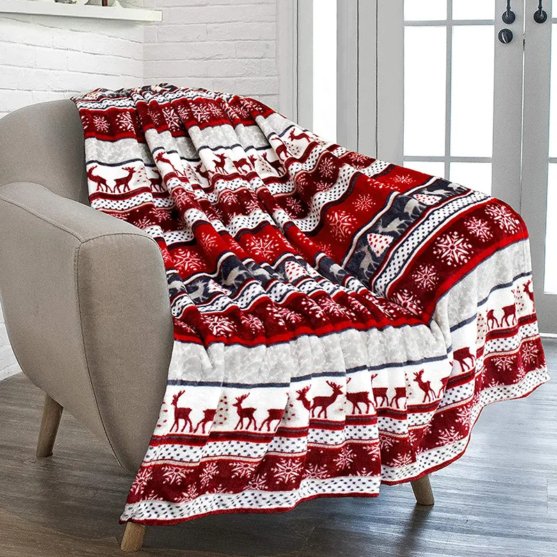

Vintage Christmas Blanket Single-Sided Printed Plush Throw Blanket for Children Adult Nap Soft Plush Cover Blankets Office Kpop