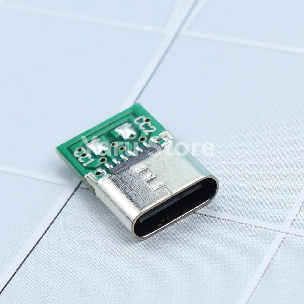 USB 3.1 타입-C 잭 커넥터 16핀 암 소켓 리셉터클 USB-C 어댑터 - 납땜 케이블 6개 납땜 조인트 (cc1 cc2 5.1K)