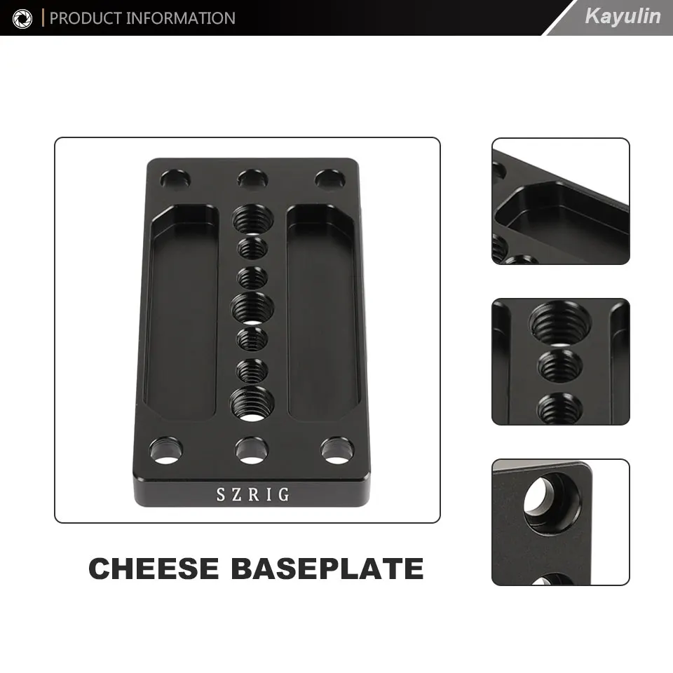 Description Picture 5 of itemSZRIG Cheese Baseplate Tripod Mounting Plate with 1/4" & 3/8" Thread for Railblock DSLR Camera Cage Camera Accessories