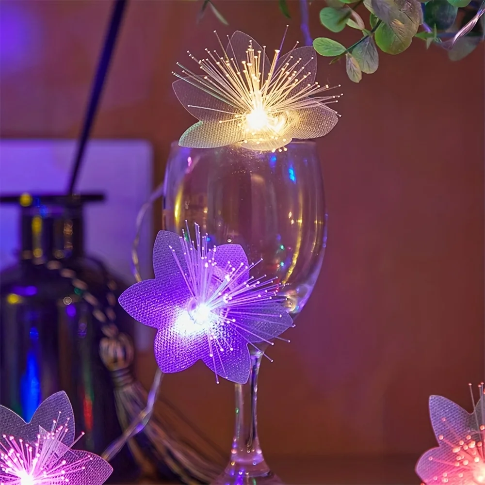 Christmas Fairy String Lights Battery Powered LED Fiber Optic Flower Garland for Xmas Tree Home Wedding Party Holiday Decoration
