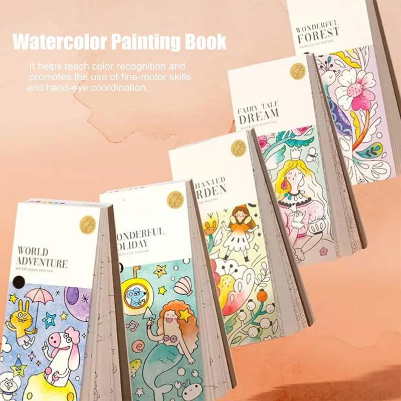 2023 New Pocket Watercolor Painting Book Water Magic Coloring Book with  Paints Premium Pocket Water Color Painting Book - AliExpress