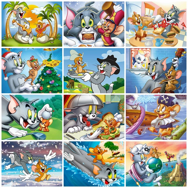 HEROCROSS Tom And Jerry Paint By Numbers Animal With Frame Adult Painting Cartoon  Drawing Kits Cat Mouse Handpainted Gift - AliExpress