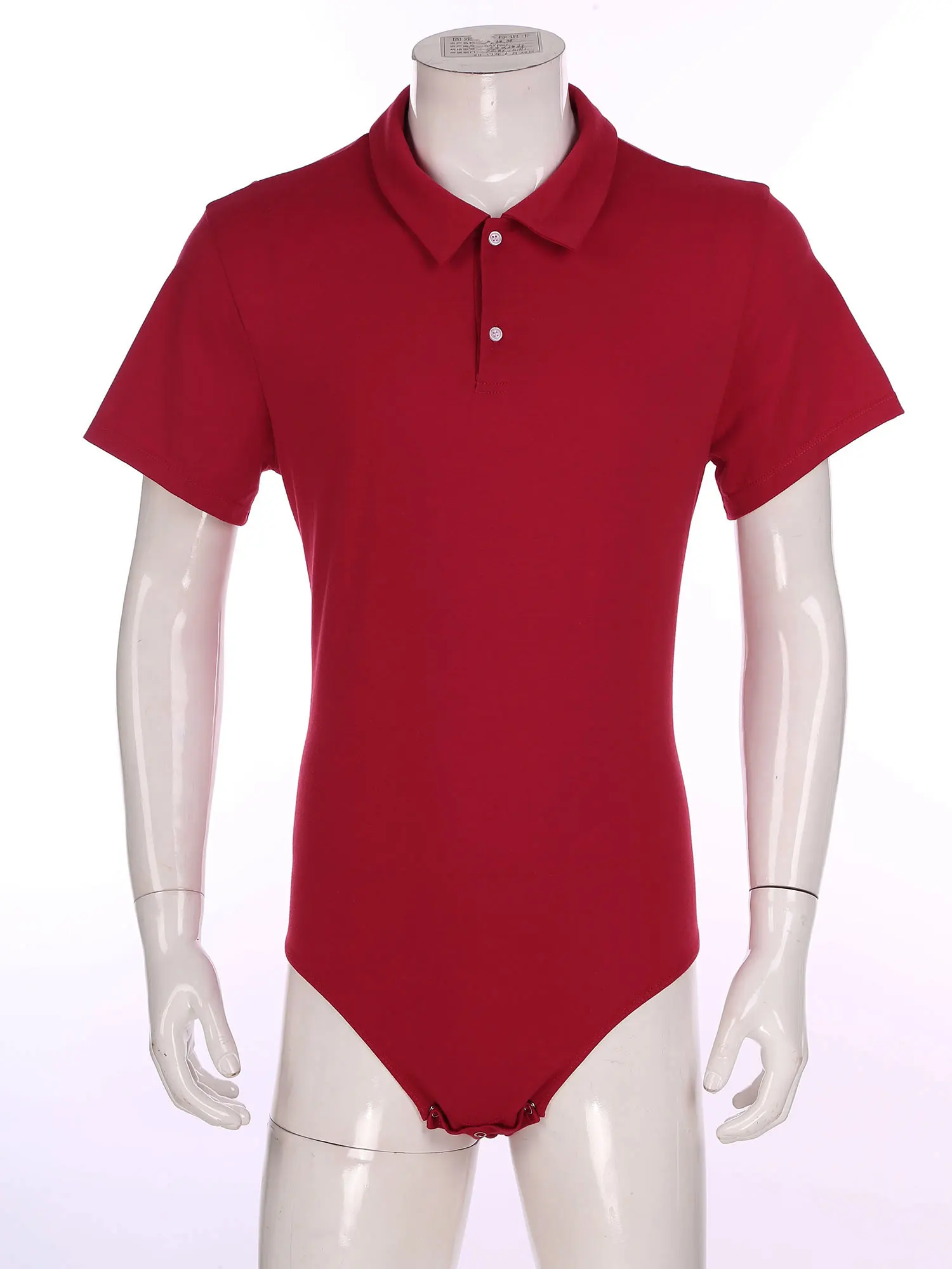 Mens One Piece Swimsuit Shirt Bodysuit for Diaper Lovers Adult Babies Short Sleeve Turn-down Collar Press Button Crotch Romper Pajamas