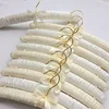 Sponge Clothes Hanger With Hook Silk Satin Fabric Clothes Hanging Clothes Pin Sew Buttons Anti-Slip Wedding Dress White Hangers 1