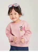 Toddler Girls Pink Sweatshirts Cartoon Print Crewneck Pullover Hoodie Child Casual Simple Trendy Long Sleeve Top Cartoon Clothes 1