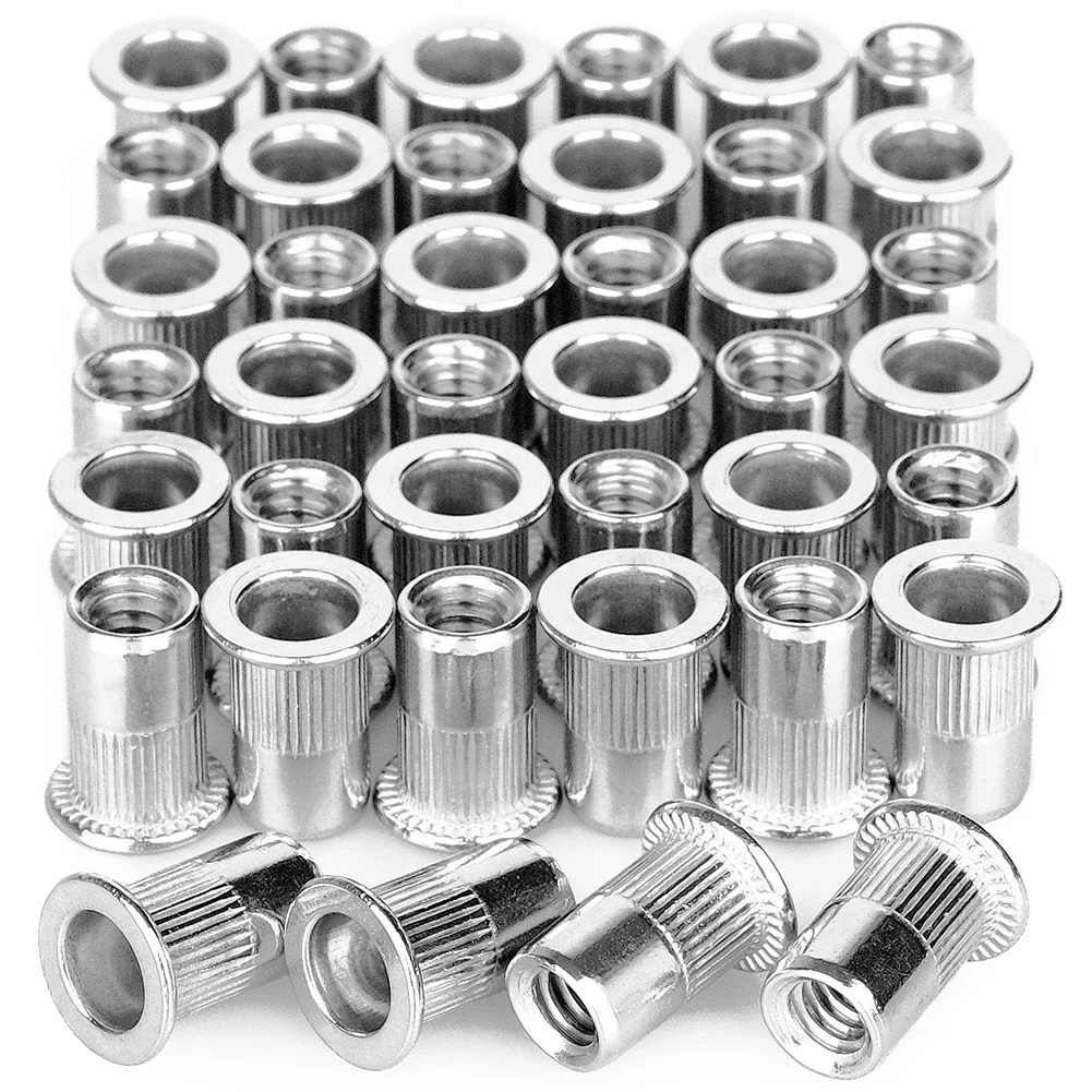Stainless Steel Rivet Nuts 1/4-20UNC Silver 1/4"-20 Thread 15.5mm Length Fastener Threaded Industrial Products