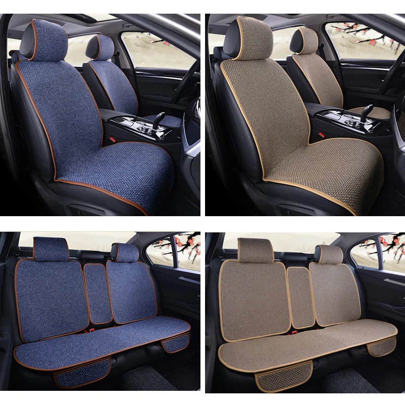 Car Seat Covers,Car Seat Cushion,Car Seat Protective Cover Linen Flax Front Rear Back 5 Seats Full Set with Backrest Auto Interior