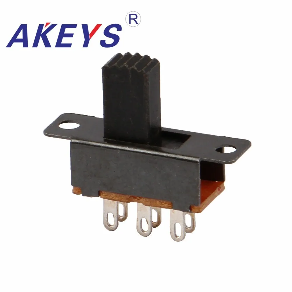 

SS-22F32 2P2T Double pole double throw 2 position slide switch 6 solder lug pin verticle type without fixed pin
