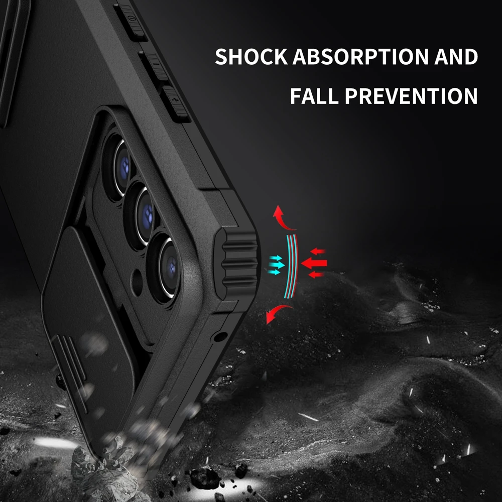 Slide Camera Armor Protective Phone Case with Plastic Cover