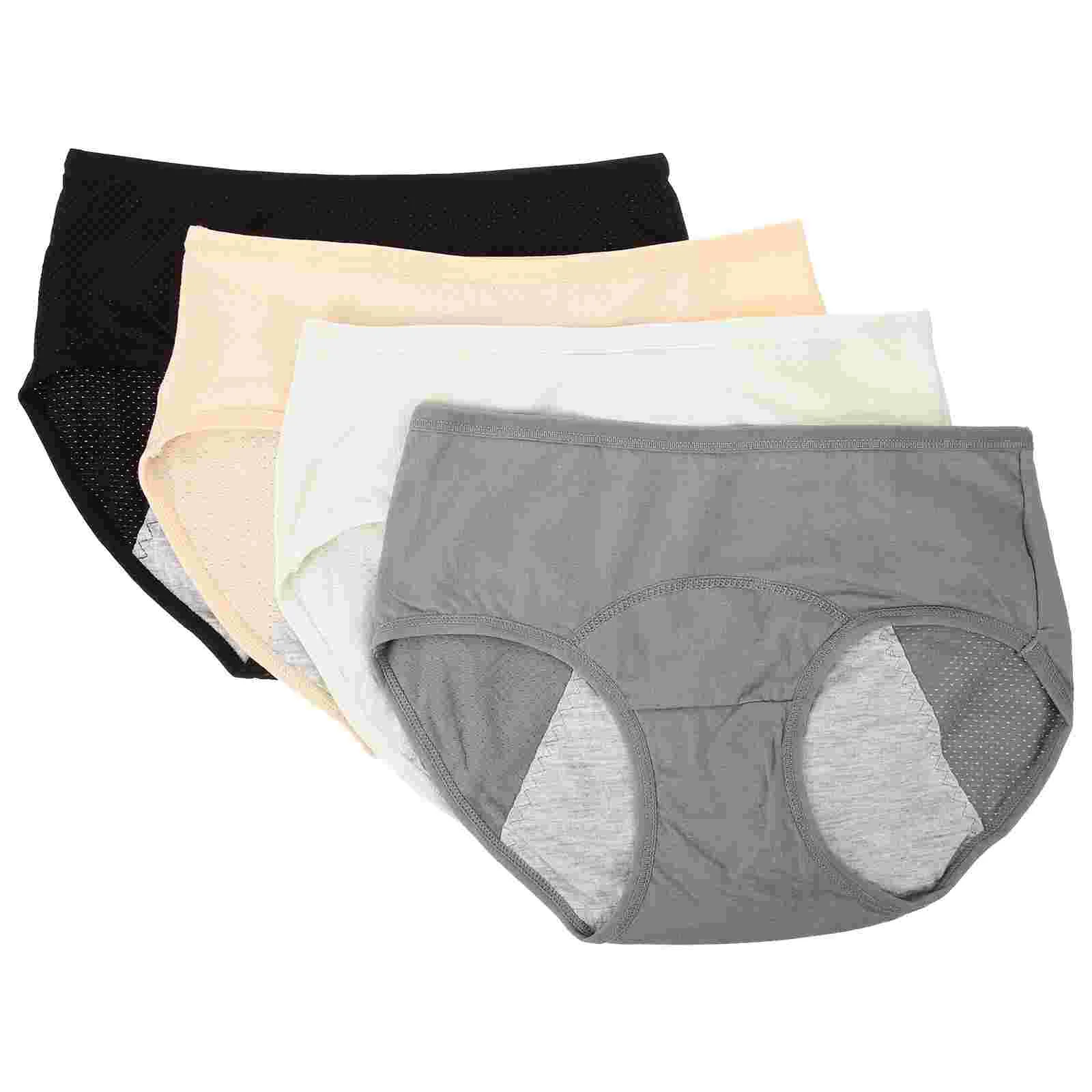 

4 Pcs Middle Waist Physiological Women's Womens Lingeries Cotton Period Panties