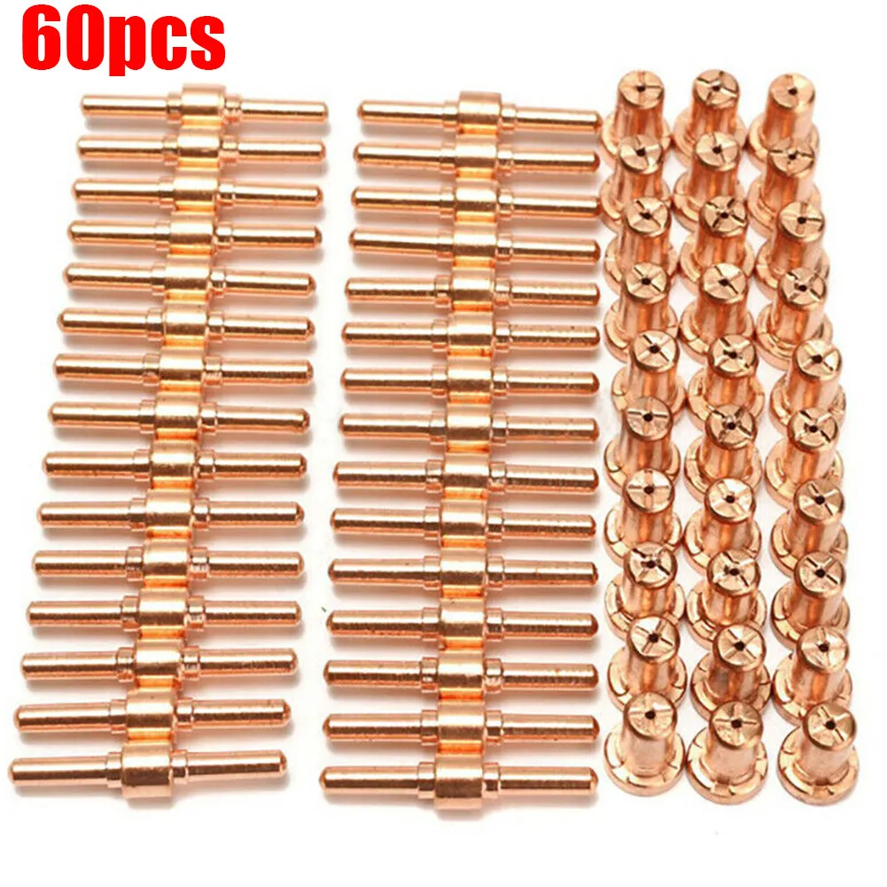 

PT-31 Plasma Cutter Consumables Electrodes Cutting Consumables Electrodes 12mm 60pcs Copper Electrode Nozzle PT-31