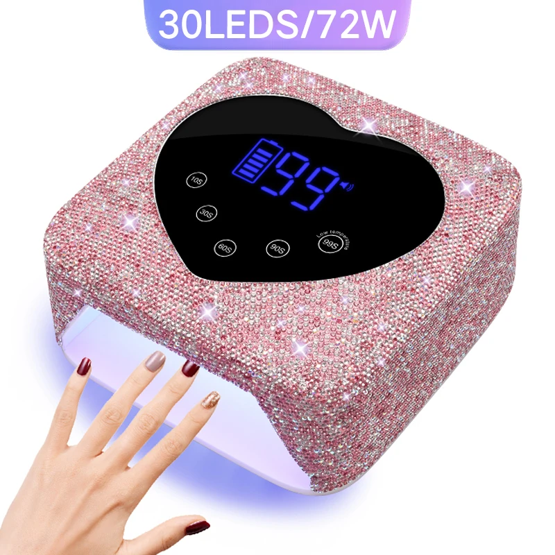 충전식 72W UV LED 네일 램프 (30개 LED) 무선 젤 폴리쉬 경화 램프 ..