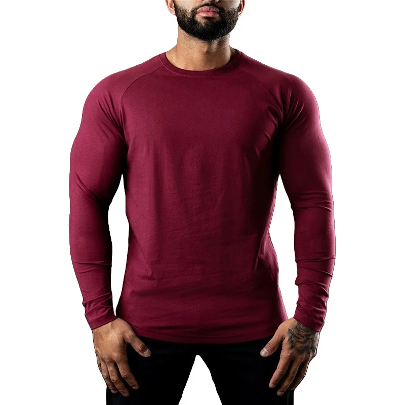 Mens T Shirts Casual Round Neck Long Sleeve Cotton Moisture Wicking Tees Tanks White Black Undershirts Loose Fit Tshirts for Men - 5