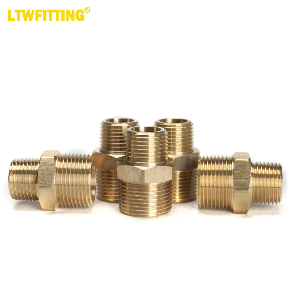 

LTWFITTING Brass Pipe Hex Reducing Nipple Fitting 3/4-Inch x 1/2-Inch Male NPT(Pack of 5)