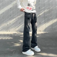 Streetwear Ripped Jeans Men Autumn Black Flared Trousers Casual Y2k Vaqueros Pantalones Hombre Winter Street Hole Denim Pants 1