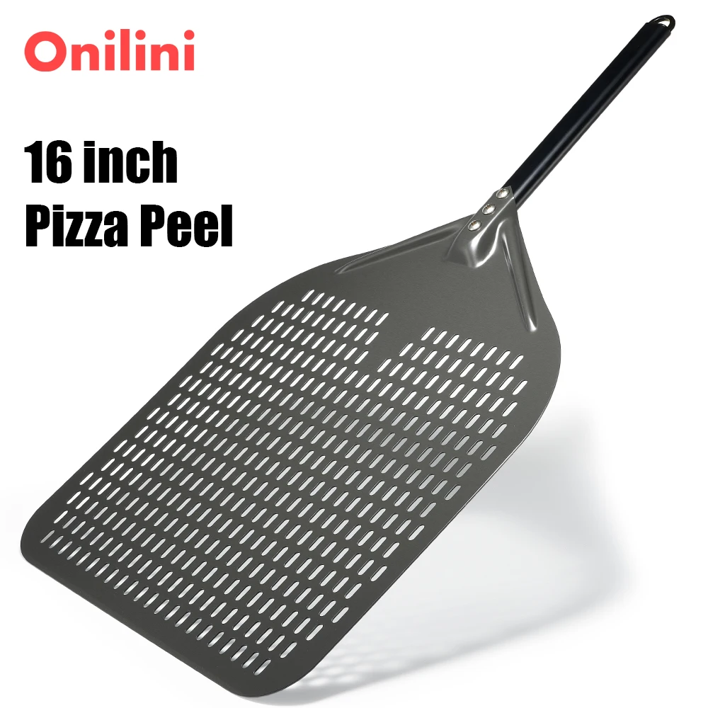Pizza Peel Onilini 16 inch Pizza Peel Large Size Pizza Shovel Retangular Paddle Aluminum Alloy Spatulas Oven Accessories