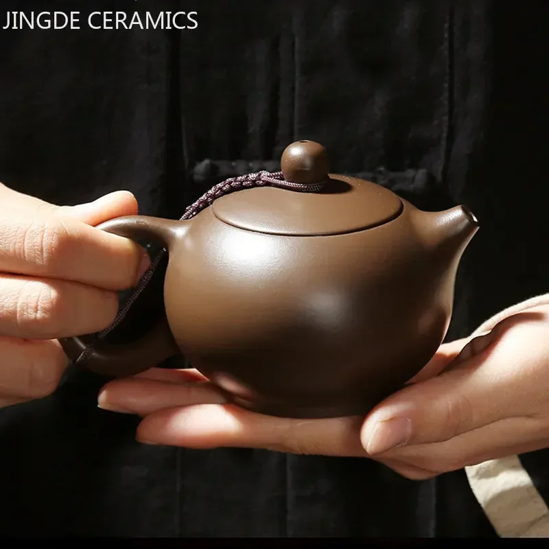 Antique Yixing Purple Clay Tea Pot Raw Ore Zhu Mud Beauty Kettle Chinese Zisha Tea Set Customized Ball Hole Filter Teapot