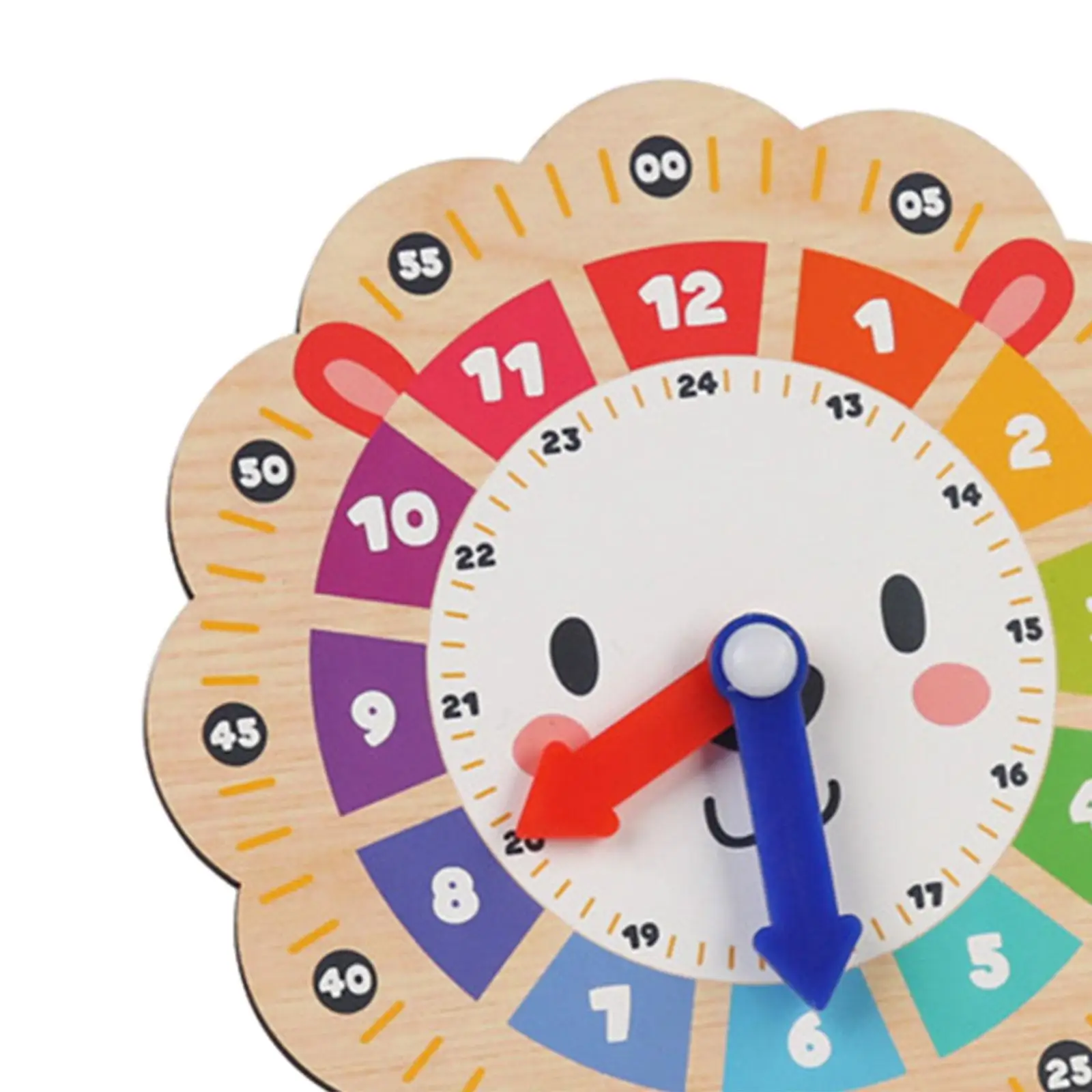 Clock Learning with 20 Cards Wooden Montessori Toy Teaching Clock for Playroom Homeschool Supplies Gifts Boys Girls 3 Year Old