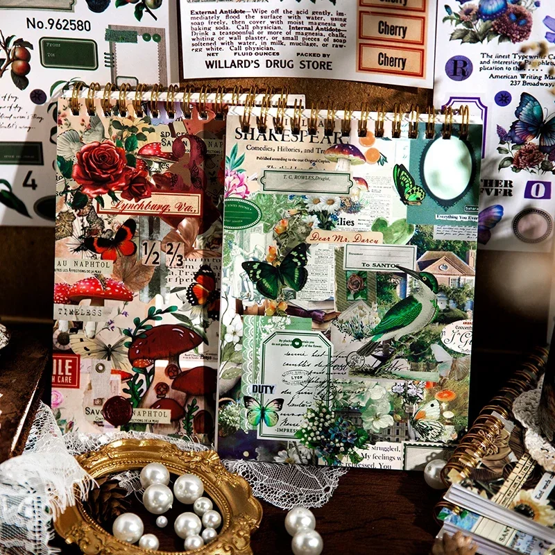 

50 pieces Vintage Life record series stickers This vintage material package stickers decorative stickers 4 models