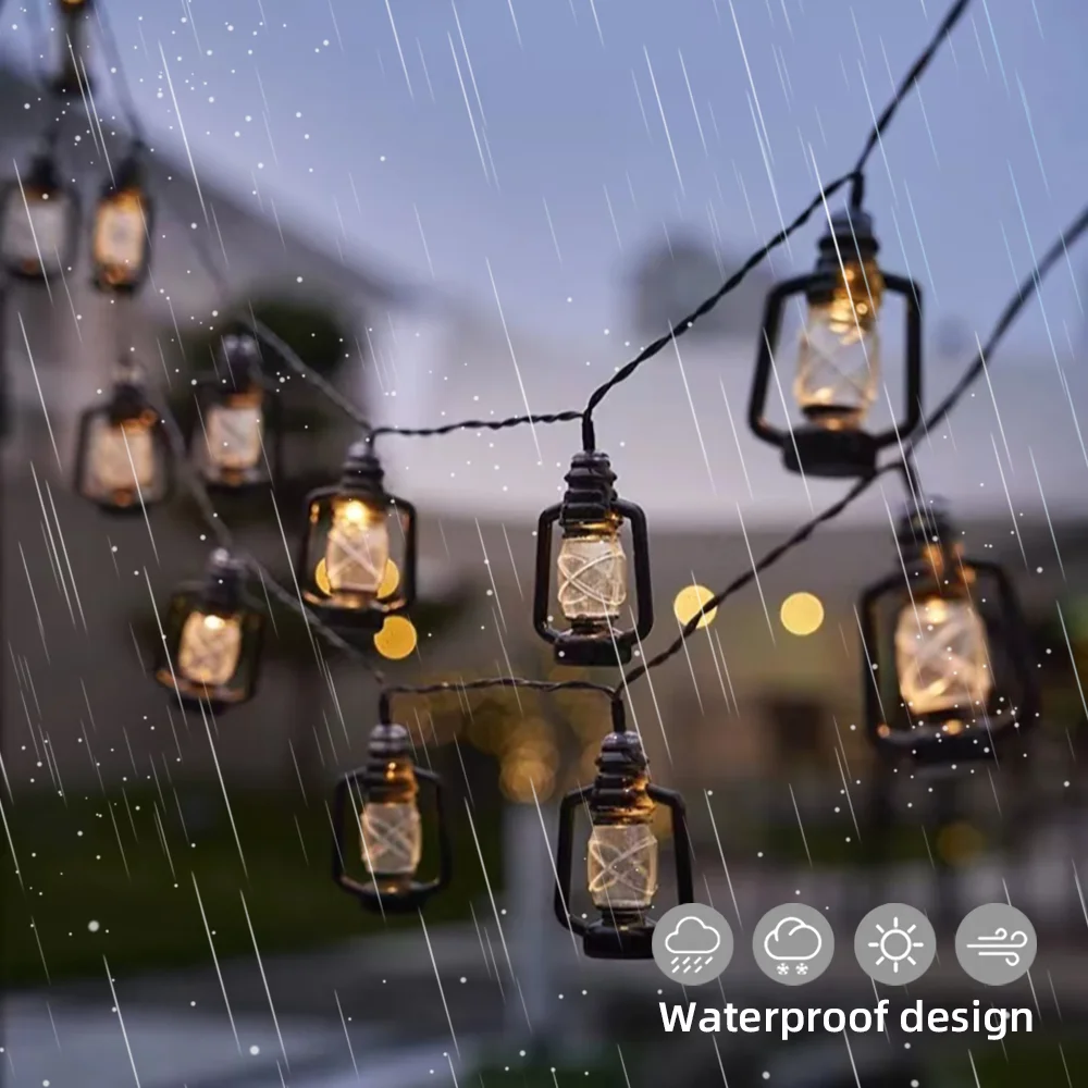 Solar Light LED Landscape Lighting Strings Courtyard Decorative Light Camping Lamp Vintage Kerosene Lamp Atmosphere For Garden Balcony Party