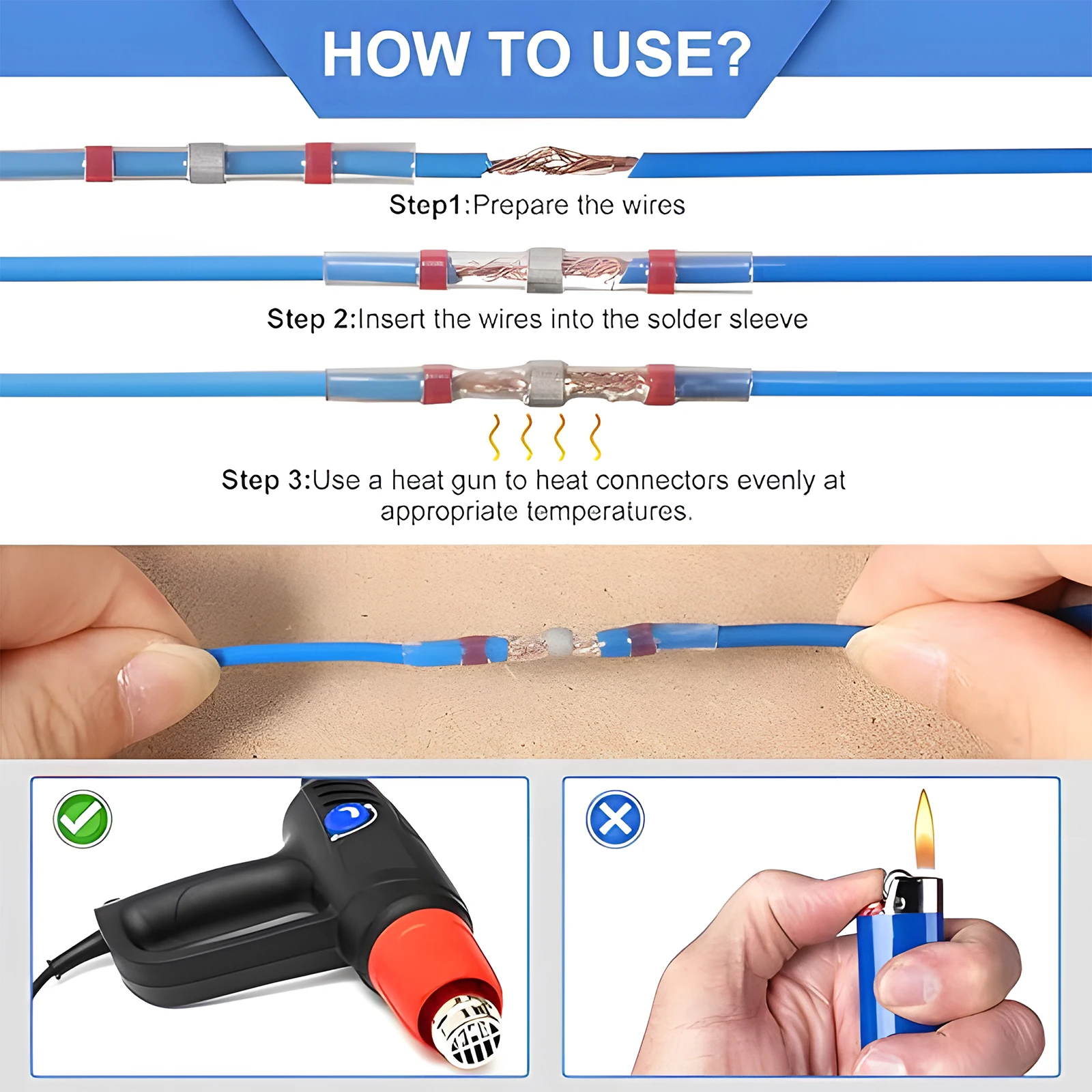Solder Seal Wire Connectors Heat Shrink Waterproof Butt Splice