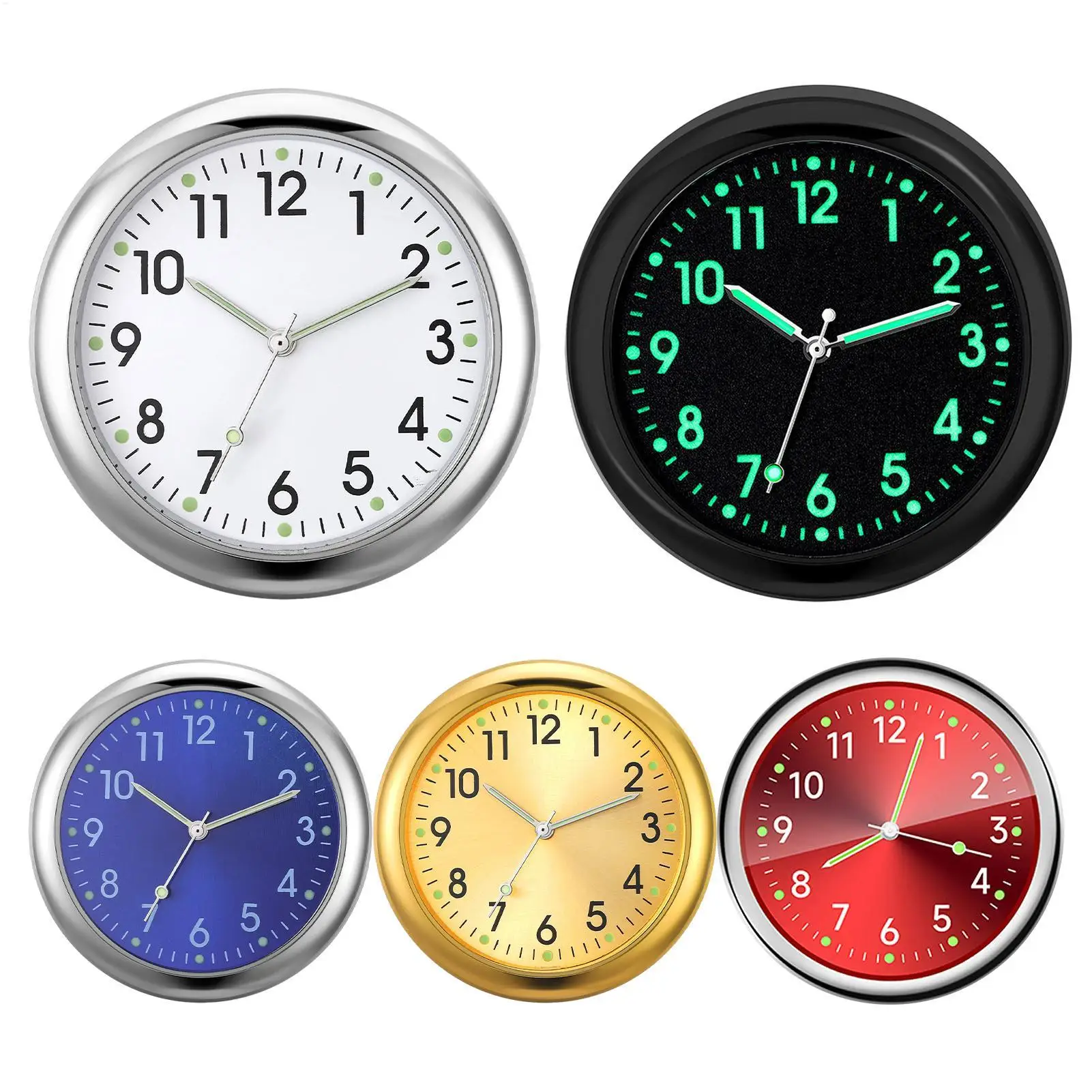 Luminous Clock For Car Dashboard Small Analog Clock Quartz Automotive Replacement Clocks Stick On Clock For Car Dashboard Sticky