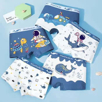 Boxer in cotone per ragazzi 4 pezzi Non pizzicare il culo Pantaloncini piatti in cotone a sezione sottile per ragazzo Mutande per bambini Pantaloni per bambini 1