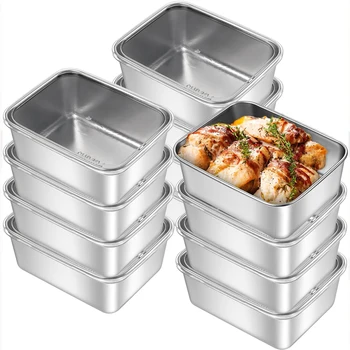 Stainless Steel Bento Box Metal Lunch Box Food Storage Containers Metal Lunch Container, Lockable Clips to Leak Proof, Reusable