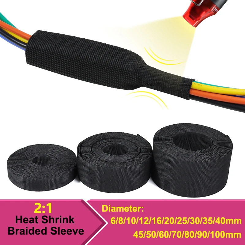 Manicotto Del Cavo Intrecciato Tubo Termoretraibile 6 ~ 100Mm Isolamento Ignifugo Pet Auto Line Organizer Wire Wrap Guaina Di Protezione