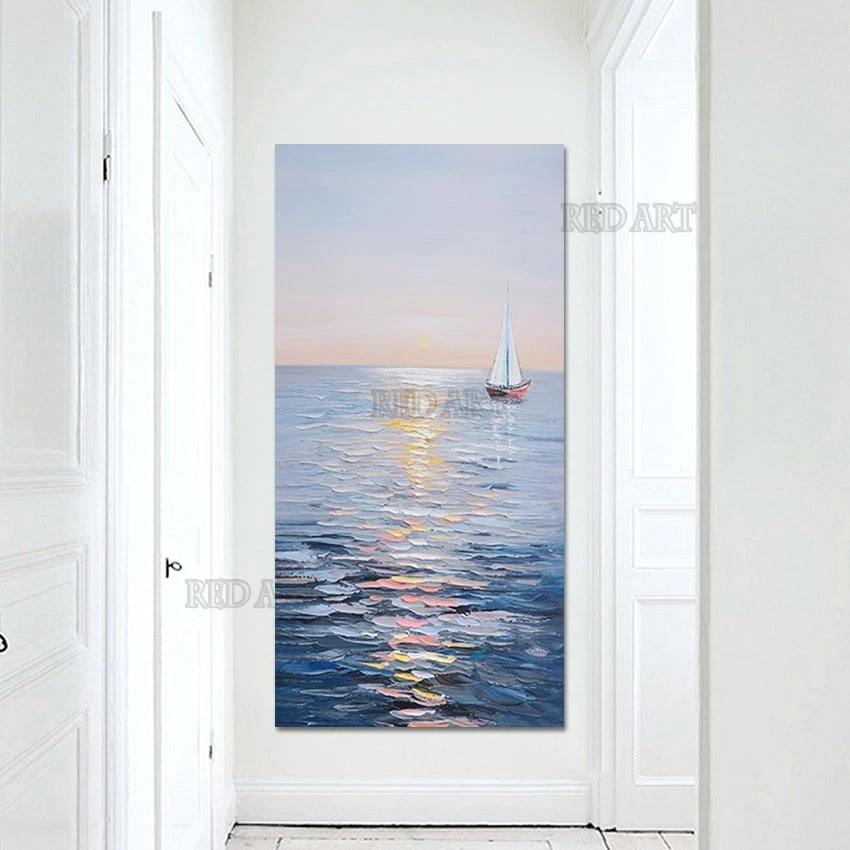 

Nordic Abstract Canvas Art, Sunset Scenery Oil Painting, Home Wall Decor, Poster Picture, Hand Painted Art for Hotel Decoration