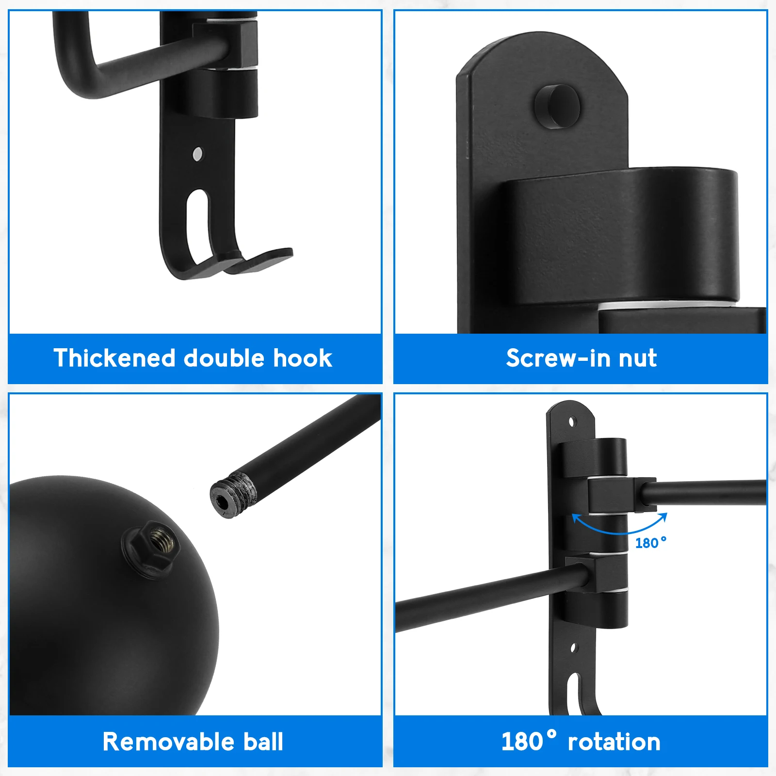 Motorcycle Helmet Holder Motorcycle Helmet Rack 180&deg; Rotating Wall Mounted