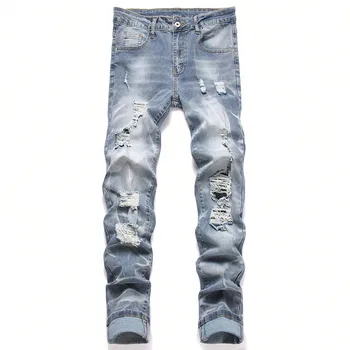 Pantaloni jeans da uomo alla moda Jeans skinny blu scuro elasticizzati per uomo Pantaloni casual slim fit in denim Pantaloni maschili stile coreano Jeans 1