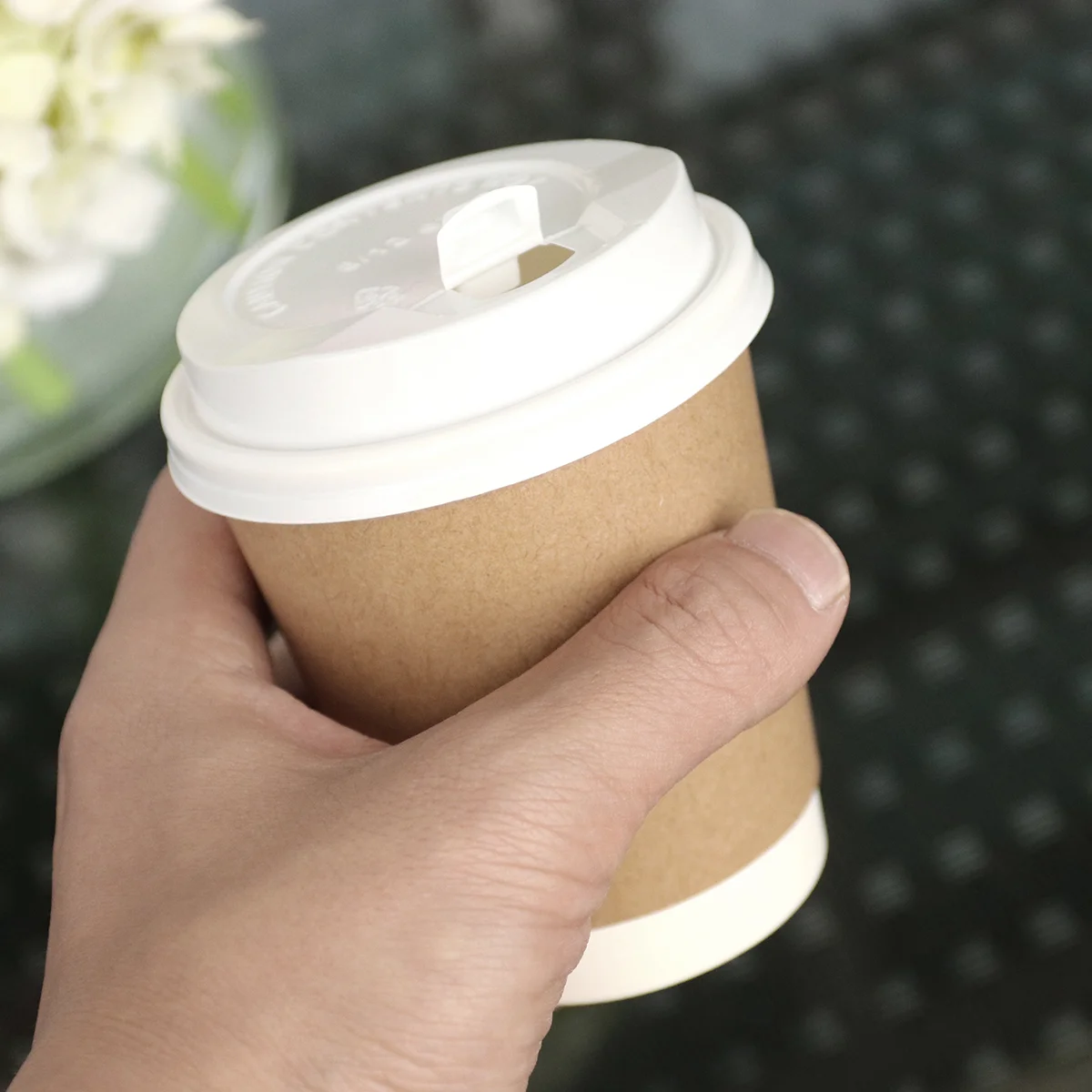 50Pcs Disposable Thick Paper Cups For Coffee Tea Hot Drinks Party Office Use Cups With Lid Recyclable Beverage Containers