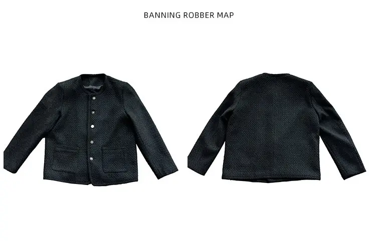 Description Picture 5 of item2023 Autumn Winter Men's Woolen Jacket Fashion Loose Round Neck Woven Jacket Male Casual Business Social Streetwear Overcoat