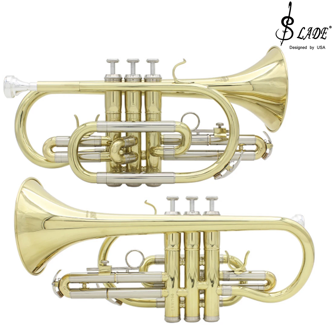 SLADE Bb Cornet Lacquer Gold B-Tone Horn Professional Brass Instrument Cornet for Students/Beginners Performance Examinations