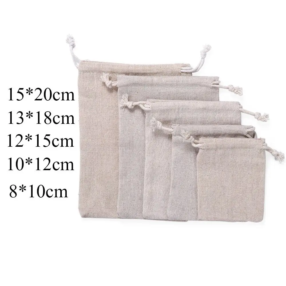 Linen Drawstring Pouch Jute Gift Bags for Wedding Favors